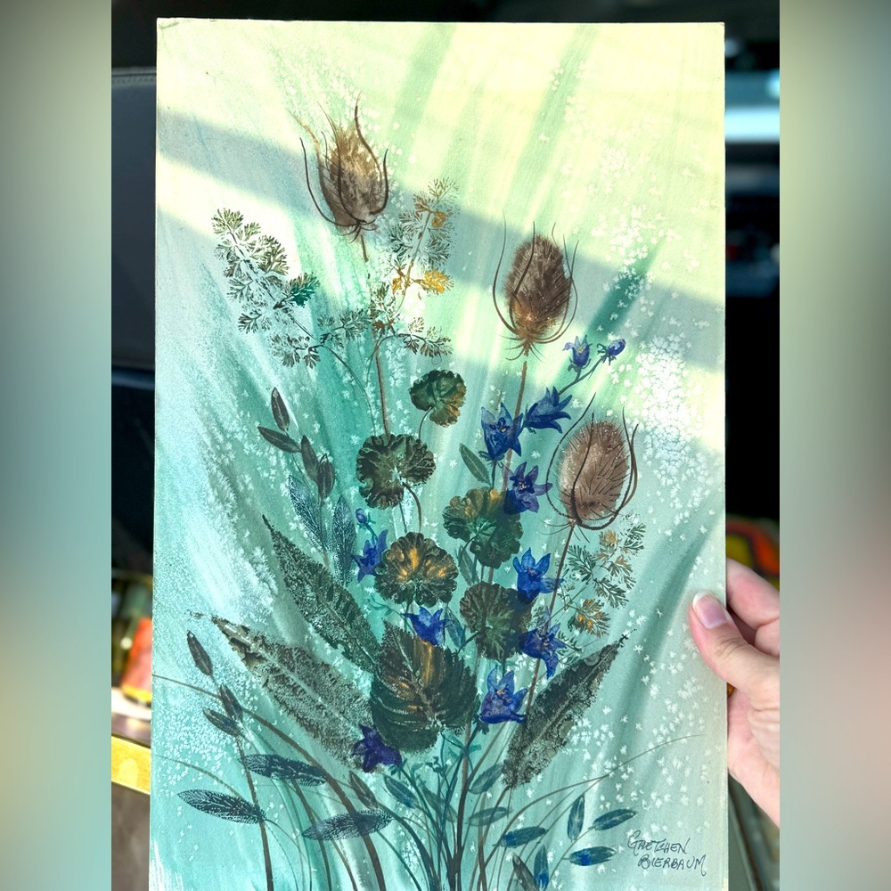 Coastal Colors Botanical Canvas Art with Green and Blue Accents